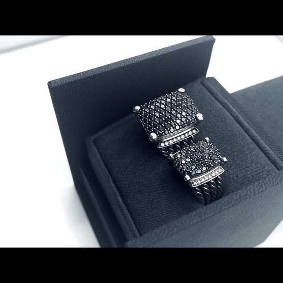 20x16mm Large David Yurman Wheaton Ring with Black Pave Diamonds, Size: 10 - Picture 9 of 9